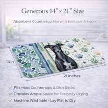 Load image into Gallery viewer, Black Whippet Coastal Sea Glass Dish Drying Mat