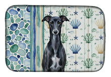 Load image into Gallery viewer, Black Whippet Coastal Sea Glass Dish Drying Mat