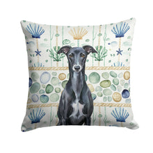 Load image into Gallery viewer, Black Whippet Coastal Sea Glass Throw Pillow
