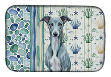 Load image into Gallery viewer, Blue Whippet Coastal Sea Glass Dish Drying Mat