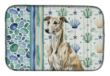 Load image into Gallery viewer, Brindle Whippet Coastal Sea Glass Dish Drying Mat