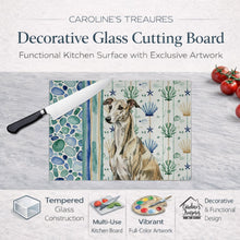 Load image into Gallery viewer, Brindle Whippet Coastal Sea Glass Glass Cutting Board