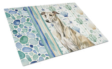 Load image into Gallery viewer, Brindle Whippet Coastal Sea Glass Glass Cutting Board
