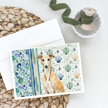 Load image into Gallery viewer, Fawn Whippet Coastal Sea Glass Greeting Cards Pack of 8