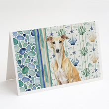 Load image into Gallery viewer, Fawn Whippet Coastal Sea Glass Greeting Cards Pack of 8