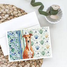 Load image into Gallery viewer, Red Whippet Coastal Sea Glass Greeting Cards Pack of 8