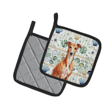 Load image into Gallery viewer, Red Whippet Coastal Sea Glass Pair of Pot Holders