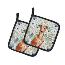 Load image into Gallery viewer, Red Whippet Coastal Sea Glass Pair of Pot Holders
