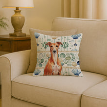Load image into Gallery viewer, Red Whippet Coastal Sea Glass Throw Pillow