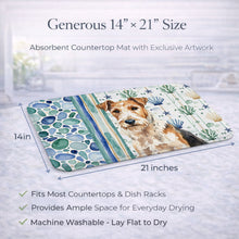Load image into Gallery viewer, Wire Fox Terrier Coastal Sea Glass Dish Drying Mat
