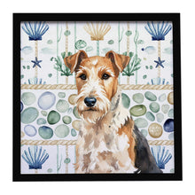 Load image into Gallery viewer, Wire Fox Terrier Coastal Sea Glass Framed Metal Print