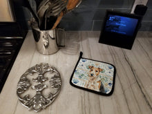 Load image into Gallery viewer, Wire Fox Terrier Coastal Sea Glass Pair of Pot Holders