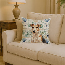 Load image into Gallery viewer, Wire Fox Terrier Coastal Sea Glass Throw Pillow
