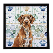 Load image into Gallery viewer, Wirehaired Pointing Griffon Coastal Sea Glass Framed Metal Print