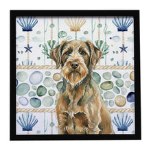 Load image into Gallery viewer, Chestnut Wirehaired Pointing Griffon Coastal Sea Glass Framed Metal Print