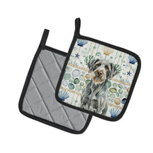 Load image into Gallery viewer, Steel Gray Wirehaired Pointing Griffon Coastal Sea Glass Pair of Pot Holders