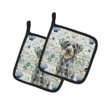 Load image into Gallery viewer, Steel Gray Wirehaired Pointing Griffon Coastal Sea Glass Pair of Pot Holders