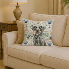 Load image into Gallery viewer, Steel Gray Wirehaired Pointing Griffon Coastal Sea Glass Throw Pillow