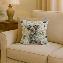 Load image into Gallery viewer, Steel Gray Wirehaired Pointing Griffon Coastal Sea Glass Throw Pillow