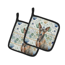 Load image into Gallery viewer, Xoloitzcuintli Coastal Sea Glass Pair of Pot Holders