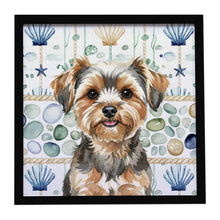 Load image into Gallery viewer, Yorkiepoo Coastal Sea Glass Framed Metal Print