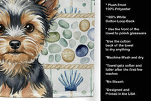 Load image into Gallery viewer, Black and Tan Yorkshire Terrier Coastal Sea Glass Kitchen Towel