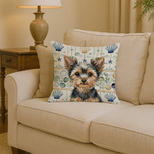 Load image into Gallery viewer, Black and Tan Yorkshire Terrier Coastal Sea Glass Throw Pillow