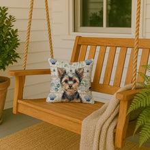Load image into Gallery viewer, Black and Tan Yorkshire Terrier Coastal Sea Glass Throw Pillow