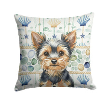 Load image into Gallery viewer, Black and Tan Yorkshire Terrier Coastal Sea Glass Throw Pillow