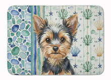 Load image into Gallery viewer, Black and Tan Yorkshire Terrier Coastal Sea Glass Memory Foam Kitchen Mat