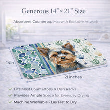 Load image into Gallery viewer, Blue and Tan Yorkshire Terrier Coastal Sea Glass Dish Drying Mat