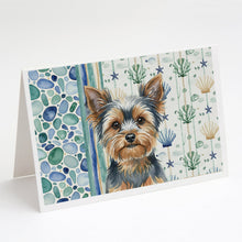Load image into Gallery viewer, Blue and Tan Yorkshire Terrier Coastal Sea Glass Greeting Cards Pack of 8