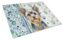 Load image into Gallery viewer, Blue and Tan Yorkshire Terrier Coastal Sea Glass Glass Cutting Board