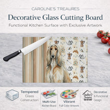 Load image into Gallery viewer, Afghan Hound Coffee Bar Glass Cutting Board
