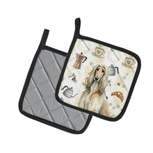 Load image into Gallery viewer, Afghan Hound Coffee Bar Pair of Pot Holders
