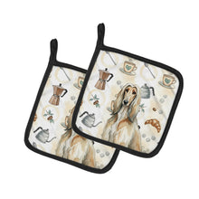 Load image into Gallery viewer, Afghan Hound Coffee Bar Pair of Pot Holders