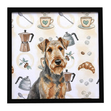 Load image into Gallery viewer, Grizzle Airedale Terrier Coffee Bar Framed Metal Print