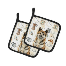 Load image into Gallery viewer, Brindle Akita Coffee Bar Pair of Pot Holders