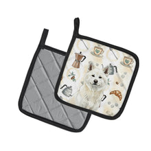 Load image into Gallery viewer, White Akita Coffee Bar Pair of Pot Holders