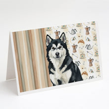 Load image into Gallery viewer, Black and White Alaskan Malamute Coffee Bar Greeting Cards Pack of 8