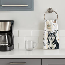Load image into Gallery viewer, Black and White Alaskan Malamute Coffee Bar Kitchen Towel