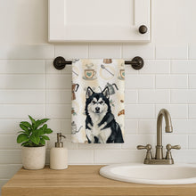 Load image into Gallery viewer, Black and White Alaskan Malamute Coffee Bar Kitchen Towel