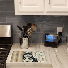Load image into Gallery viewer, Black and White Alaskan Malamute Coffee Bar Glass Cutting Board