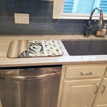 Load image into Gallery viewer, Gray and White Alaskan Malamute Coffee Bar Dish Drying Mat