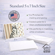 Load image into Gallery viewer, Gray and White Alaskan Malamute Coffee Bar Greeting Cards Pack of 8