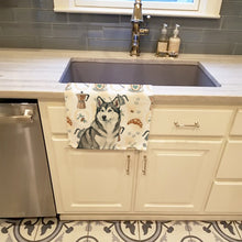 Load image into Gallery viewer, Gray and White Alaskan Malamute Coffee Bar Kitchen Towel
