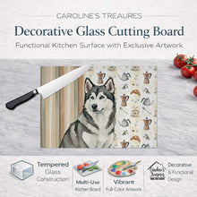 Load image into Gallery viewer, Gray and White Alaskan Malamute Coffee Bar Glass Cutting Board