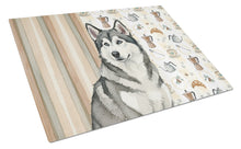 Load image into Gallery viewer, Gray and White Alaskan Malamute Coffee Bar Glass Cutting Board