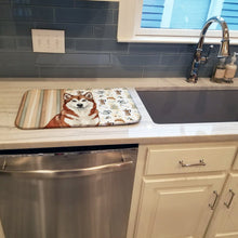 Load image into Gallery viewer, Red and White Alaskan Malamute Coffee Bar Dish Drying Mat