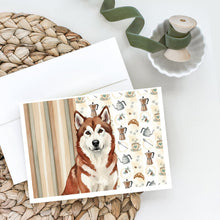 Load image into Gallery viewer, Red and White Alaskan Malamute Coffee Bar Greeting Cards Pack of 8